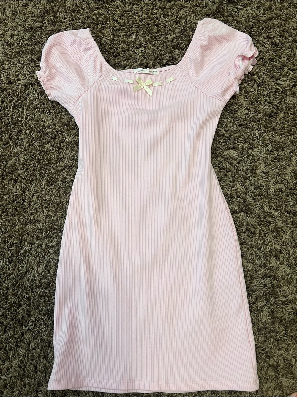 Girls Pink Ribbon-Trim Knit Dress